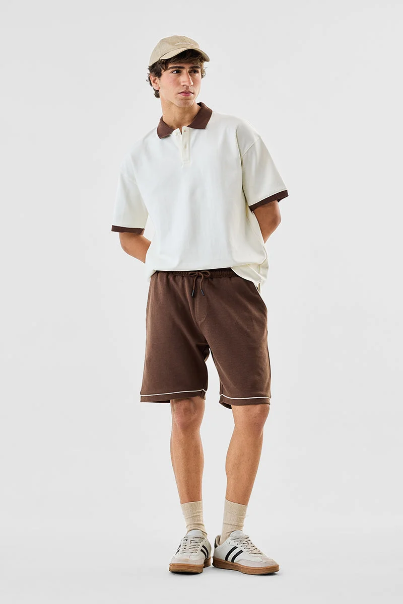 Snitch Brown 100% Cotton Regular Fit Shorts for Men | Best Price UAE